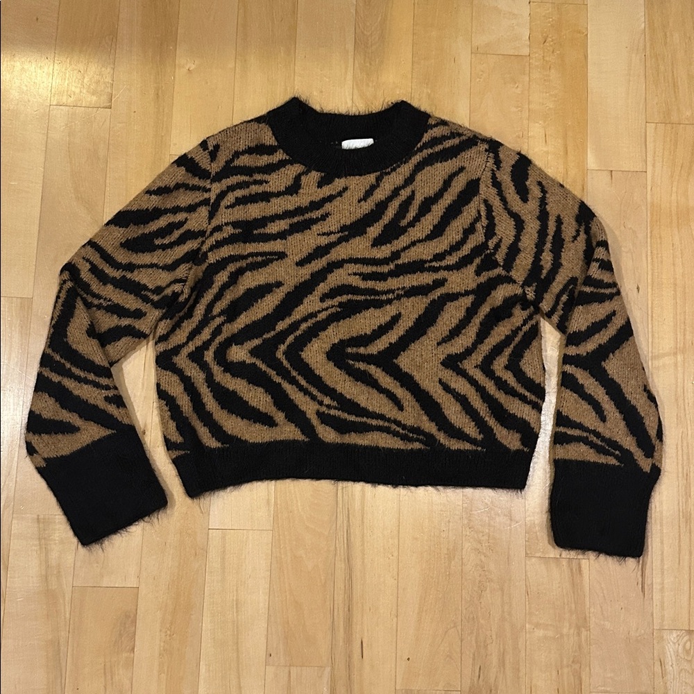H&M Black and Brown Animal Print Knit Sweater